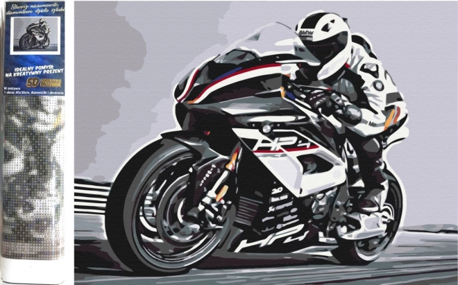 Dimanta gleznošana NORIMPEX – šosejas motocikls 30 × 40 cm