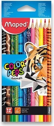 MAPED trīsstūrveida krāsainie zīmuļi Color'Peps Animals 12 gab.