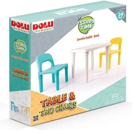 Dolu kids’ set: white table and 2 chairs
