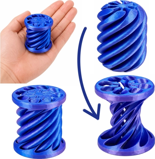 Spirālveida 3D konstrukcija vienmērīgai rotēšanai