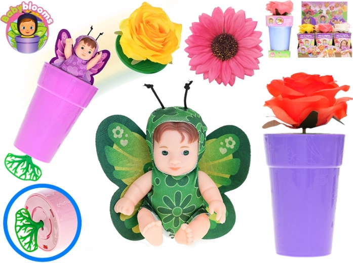 Leļāte Mazulītis Babyblooms puķupodā ar rokassprādzi, 12,5 cm
