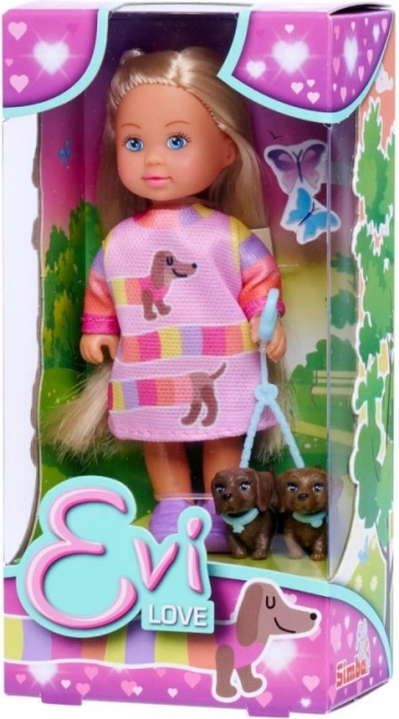 Evi Love doll on a walk with puppies