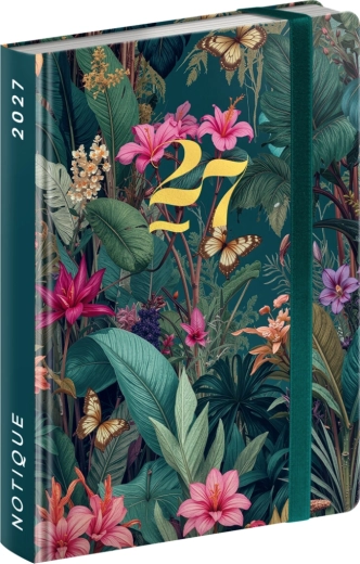 Notique nedēļas plānotājs somiņai Tropiskie džungļi 2027 (9,8 × 14,5 cm)