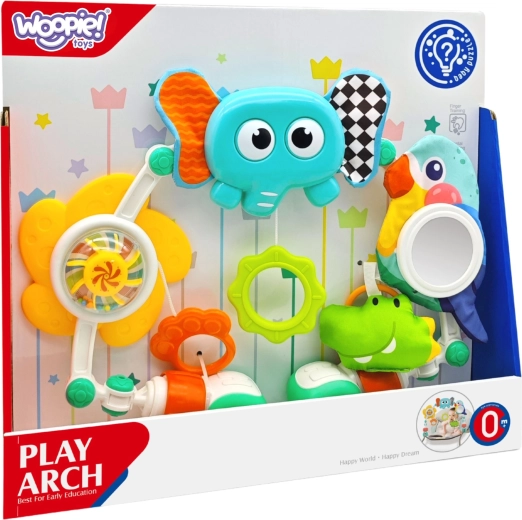 Mirror and rattle for visual and auditory stimulation