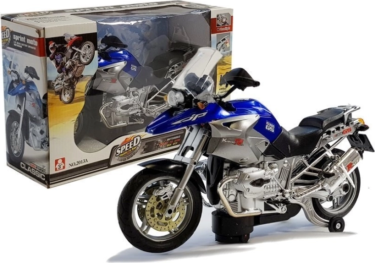 Motocikls ar baterijām ar gaismām un mūziku – zils