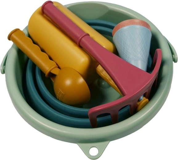 Schildkröt sand toy set with collapsible bucket, green, 7 pieces