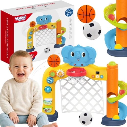 Woopie baby interactive 2-in-1 sports center – soccer goal and basketball hoop with elephant