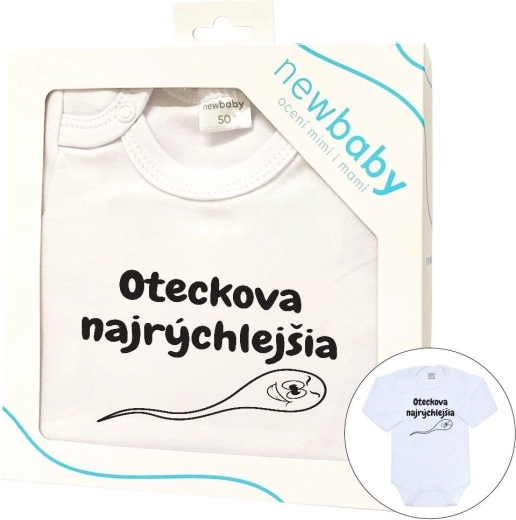 Baby bodysuit with print New Baby Daddy’s Fastest, long sleeves, gift packaging (size 86)