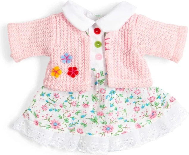 Bigjigs Toys rozā ziedu kleita un džemperis lellei 28 cm
