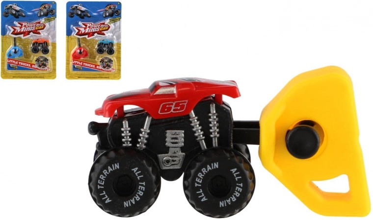 Mini izšaujamā monster truck mašīnīte, plastmasa, 4 cm, 3 krāsas