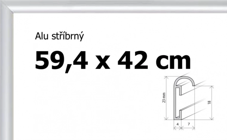 Alumīnija rāmis puzlēm un plakātiem A2 59,4 × 42 cm – sudraba
