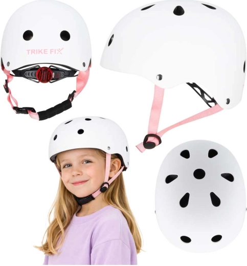 Bērnu velosipēda ķivere ar LED TRIKE FIX S 48–54 cm, balta