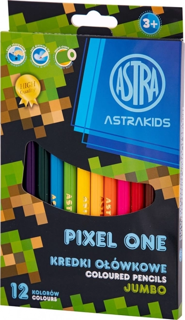 Krāsainie zīmuļi ASTRA Pixel One jumbo 12 gab.