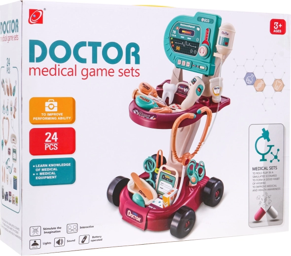 Children's medical cart with ECG and accessories