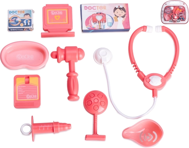 Pink medical playset for children, 10 pcs