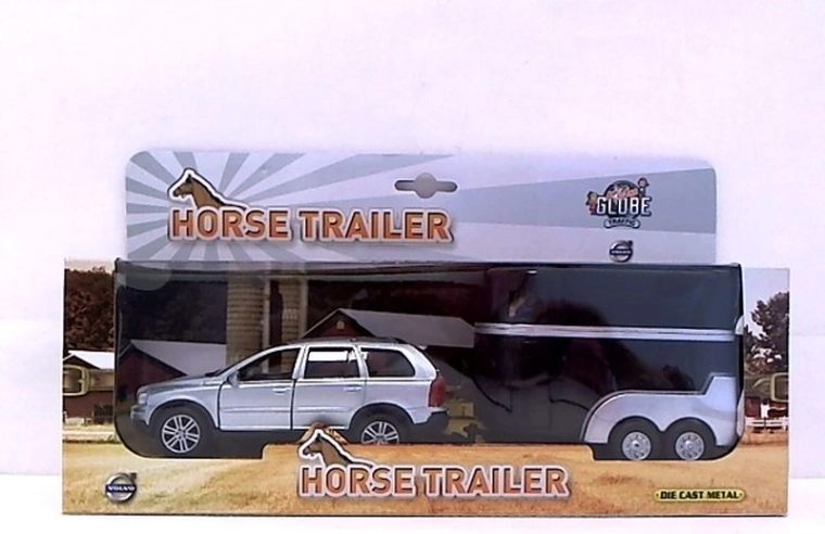 Volvo XC90 with Horse Trailer and 2 Horse Figures (29 cm)