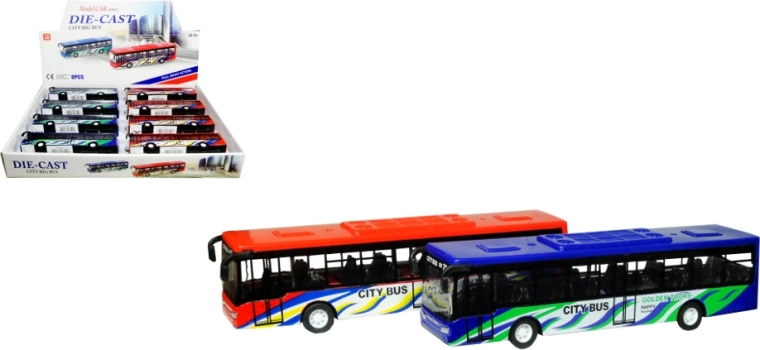 Metāla-plastmasas autobuss ar atsperes piedziņu