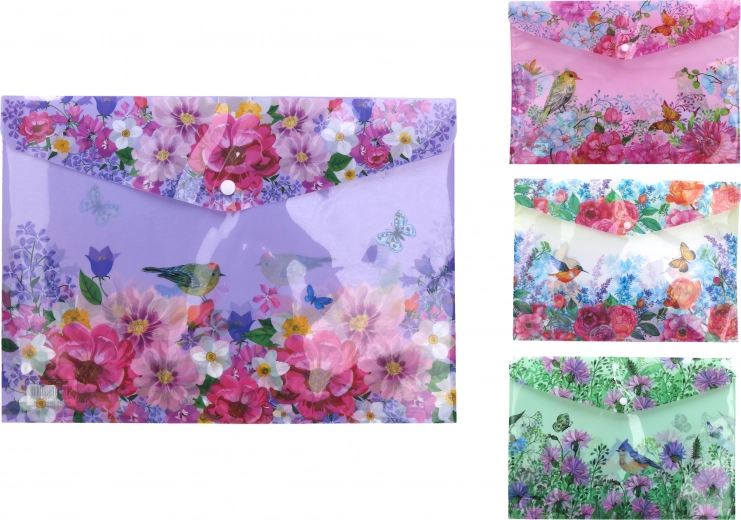 Mape ar spiedpogu 35 × 25 cm – ziedi