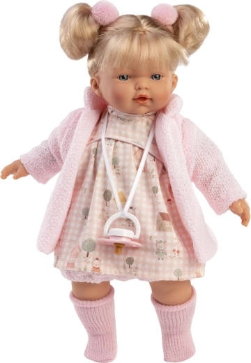Llorens Roberta reālistiska lelle ar skaņām un mīkstu auduma ķermeni 33 cm