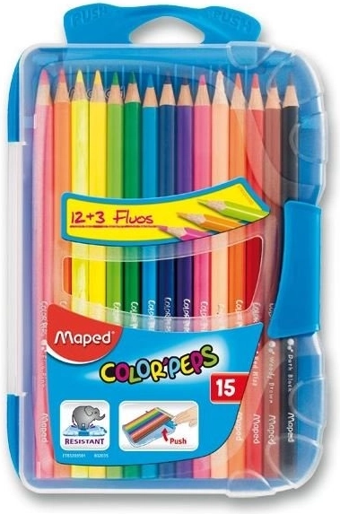 Trīsstūrveida krāsainie zīmuļi Maped Color'Peps Smart Box 15 gab.