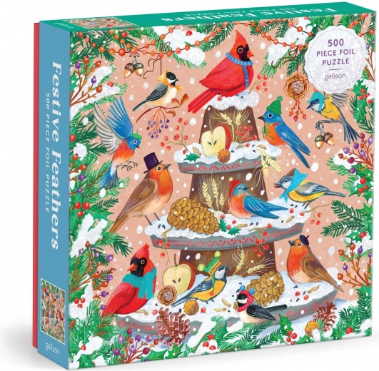 Metallic Square Puzzle Festive Birds 500 Pieces GALISON