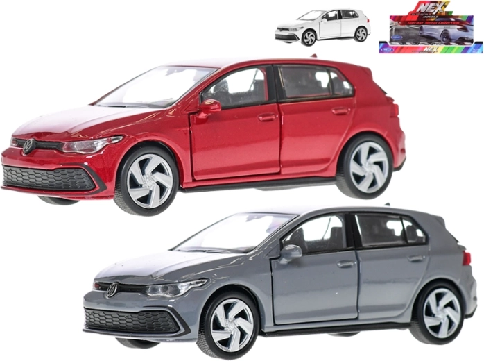 Metāla automašīnas modelis Volkswagen Golf 8 GTI ar atvilkšanas mehānismu
