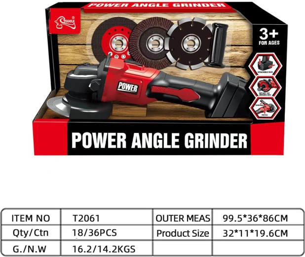 Interactive children's cordless grinder for kids 3+ with safe disc and three interchangeable wheels