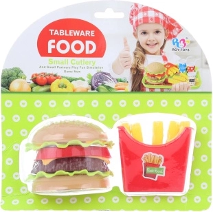 Plastmasas hamburgers un frī kartupeļi bērniem