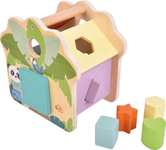 Shape-sorting house with handle