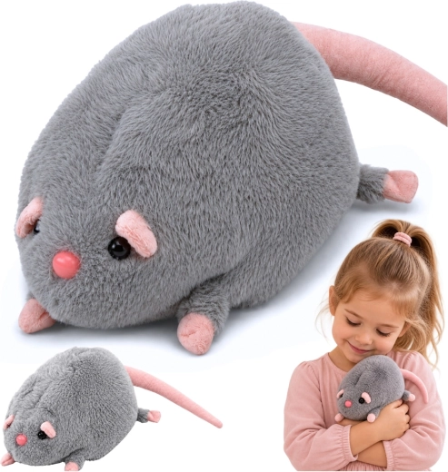 Plush mouse with a long tail, grey, 40 cm - 1 piece