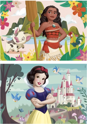 Koka puzles Disney princeses Vaiana un Sniegbaltīte 2×50 detaļas