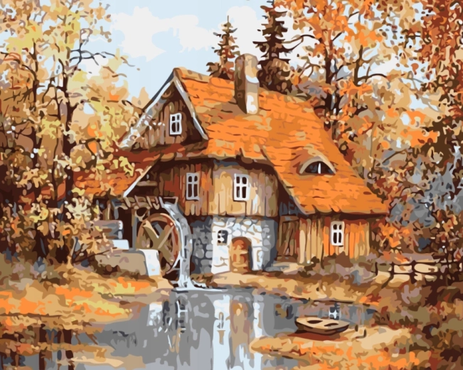 NORIMPEX Gleznošana pēc numuriem «Dzirnavas mežā pie dīķa» 40 × 50 cm