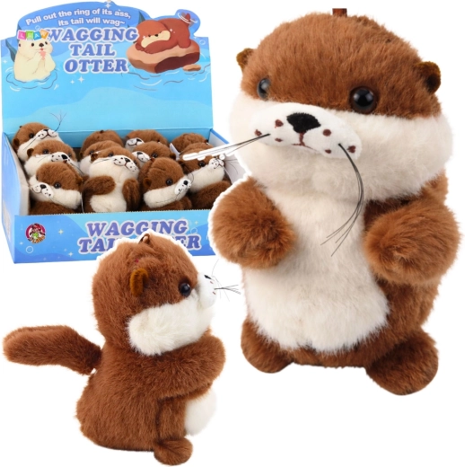 Plush otter with spinning tail and squeaker – keychain 12.5 cm