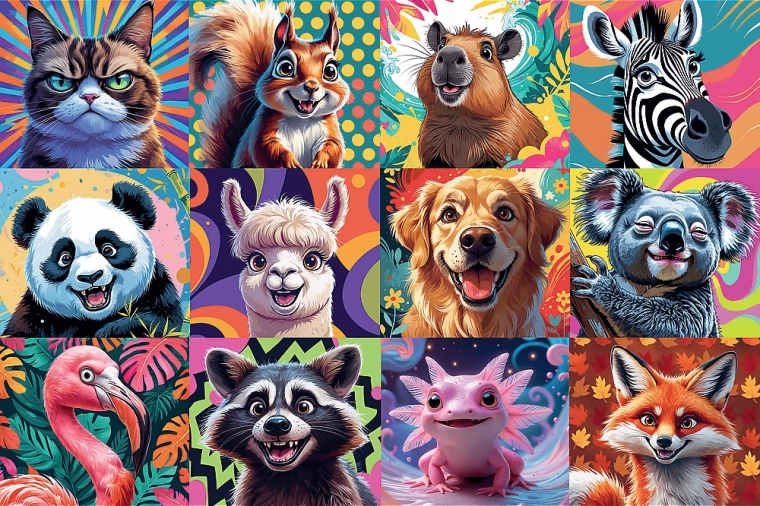 Puzzle Cheerful Animal Portraits 300 Pieces