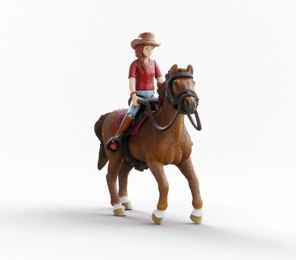 Schleich Horse Club Hannah un zirgs Kejens (Cayenne) – kustīga jātnieces un valaha figūriņa