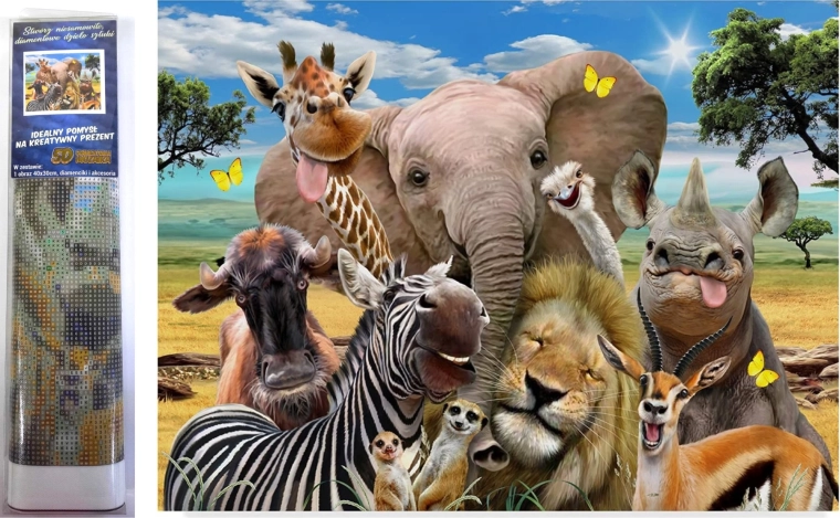 Diamond Painting Safari Selfie 30 × 40 cm
