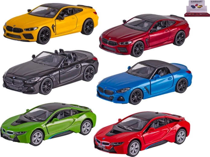 Kinsmart BMW 1:38 metāla automašīnas modelis ar atpakaļvelkamu mehānismu un atveramām durvīm