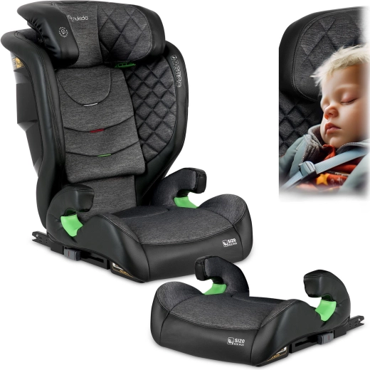 Bērnu autokrēsliņš Nukido Louis 100–150 cm ISOFIX, melni pelēks