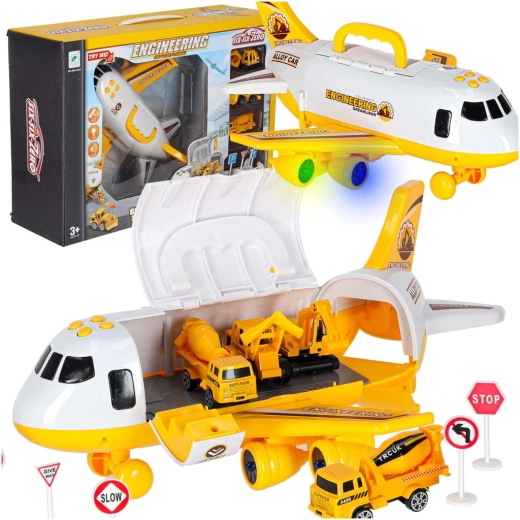 Interactive Transport Plane with Construction Vehicles, Lights and Sounds