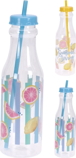 Dzeramā pudele ar salmiņu 650 ml – vasarīgu motīvu miks
