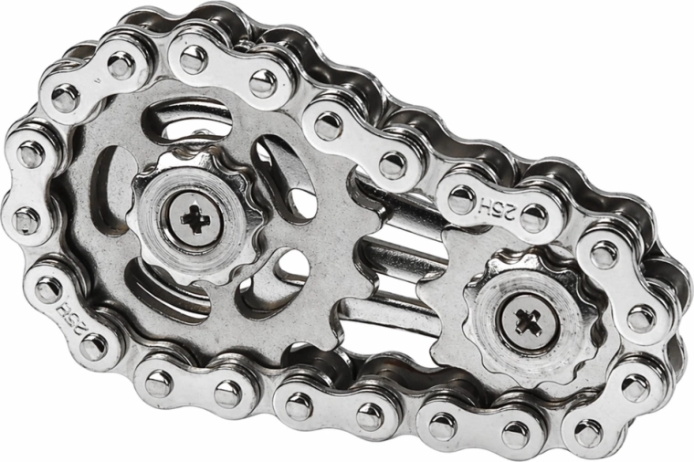 Mechanical chain and gear wheels for smooth “fidget” play