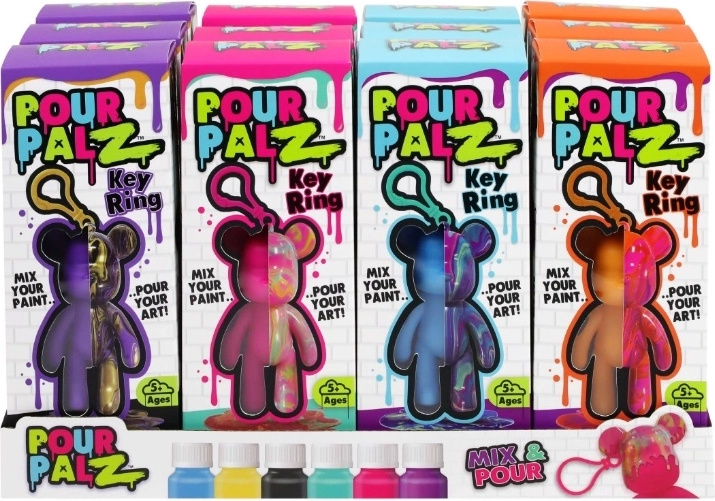 Pour palz creative paint-pouring kit – teddy bear keychain charm
