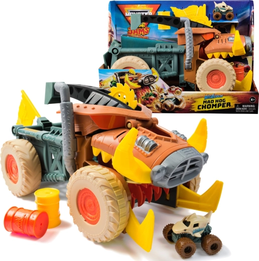 Monster Jam Mini Jams Megalodon Mad Hog Chomper komplekts ar lielu un mazu mašīnīti 1:87