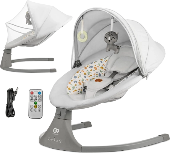 Kinderkraft šūpojamais krēsliņš ar melodijām 2in1 Lumi premium light grey