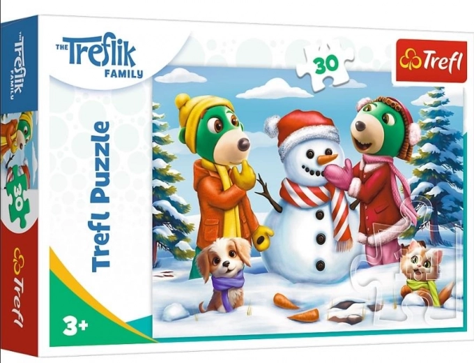 Puzle Trefl Trefliku ģimene: Ziemas izpriecas, 30 gabaliņi