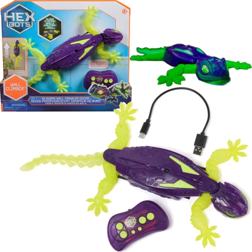 Gecko HEX BOTS tālvadības robotizēts gekons kāpšanai pa sienu ar gaismas efektiem