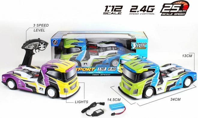 R/C sacīkšu vilcējs 1:12 ar trim ātrumiem