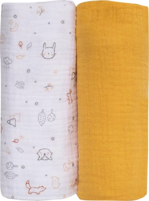 Muslin Diapers BUBABA 2pcs Yellow