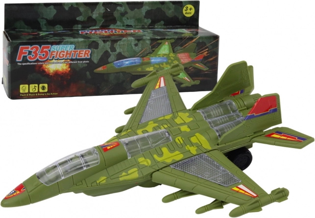 Military fighter jet with lights and sounds – green