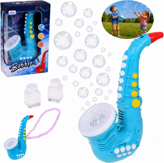Bubble machine in the shape of a saxophone with music and LED lights